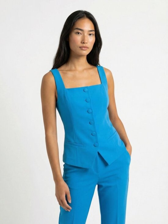 Skies Are Blue Jackets & Blazers - Skies Are Blue Women's Blue Vest